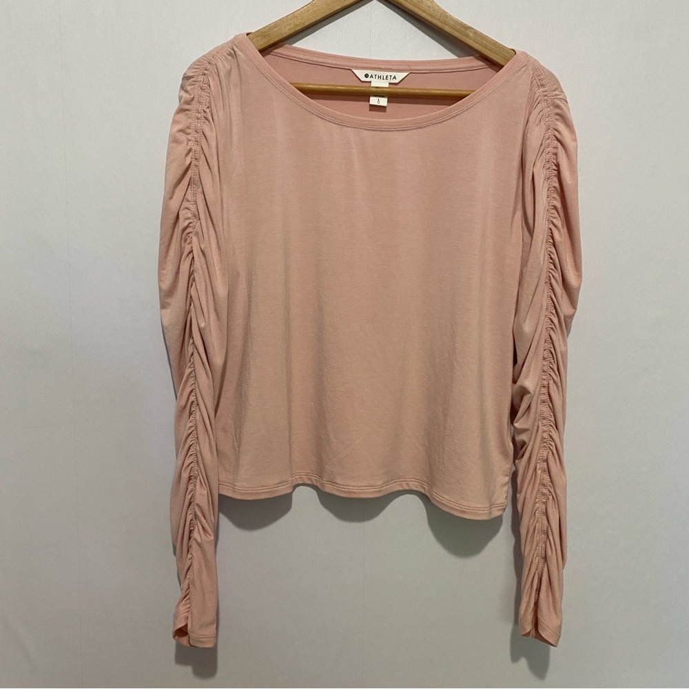 Athleta All Around Ruched Top Large Crop Length Semi-fitted Comfy Stretch Casual